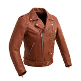 Tan/Maroon Leather Jacket